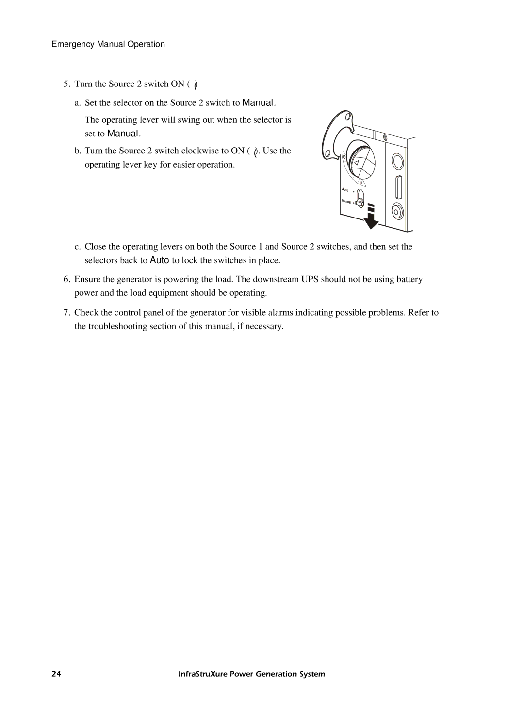 American Power Conversion 250 A manual Emergency Manual Operation 