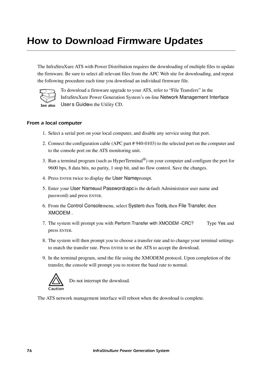 American Power Conversion 250 A manual How to Download Firmware Updates, From a local computer 