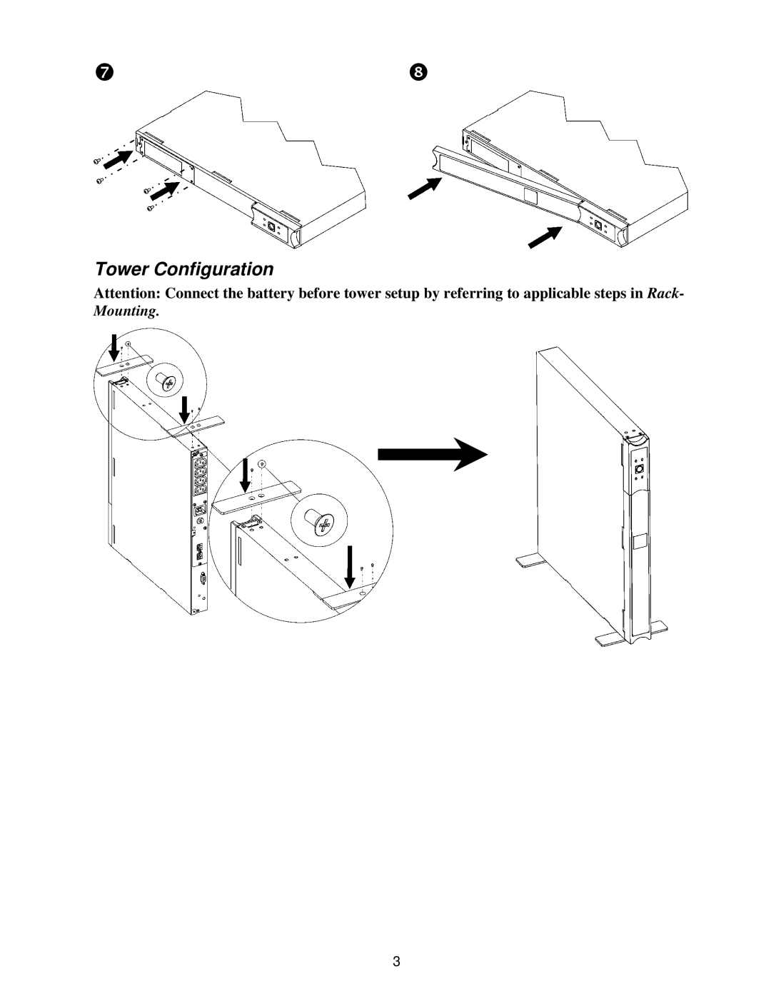 American Power Conversion 110Vac, 250VA user manual Tower Configuration 