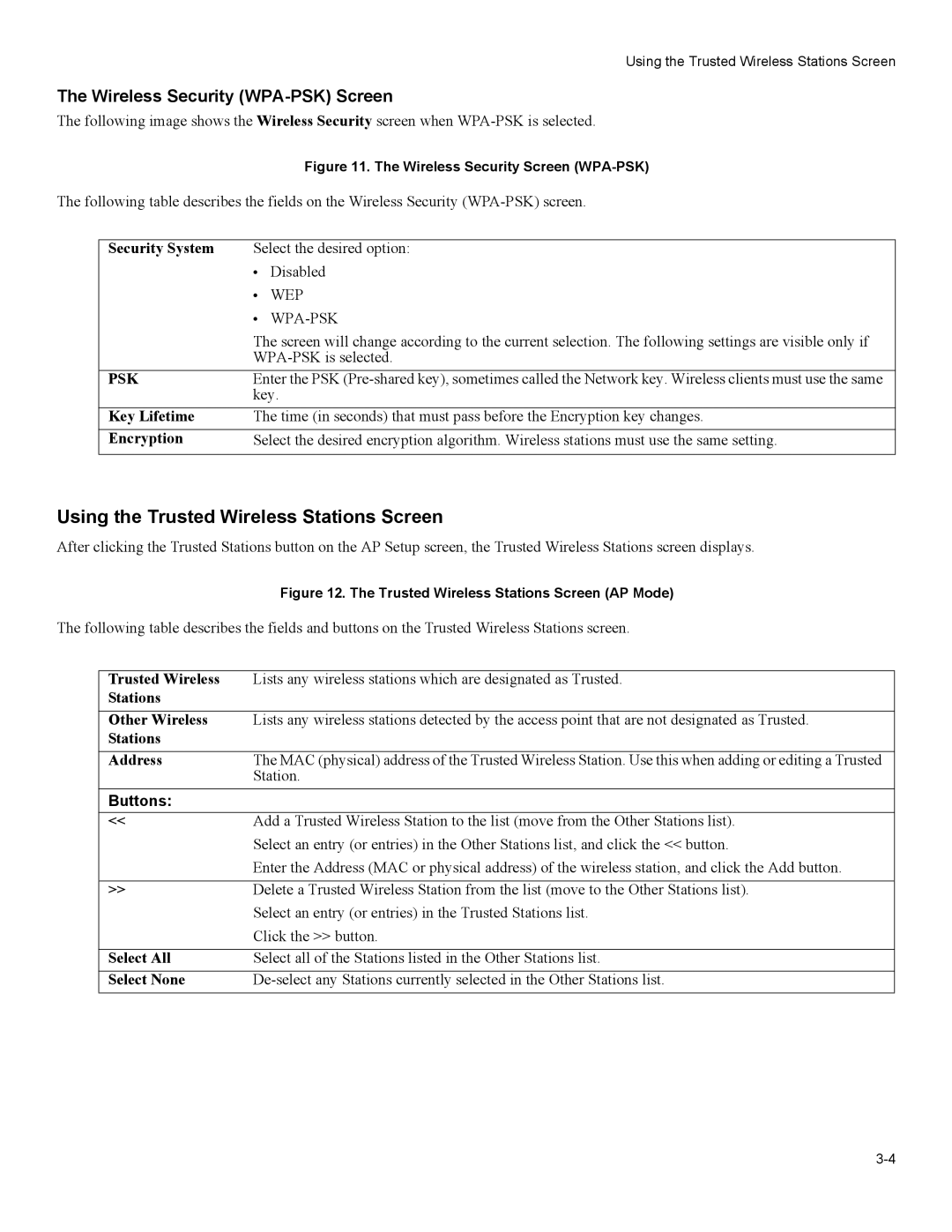 American Power Conversion 3-in-1 Wireless Mobile Router user manual Using the Trusted Wireless Stations Screen 