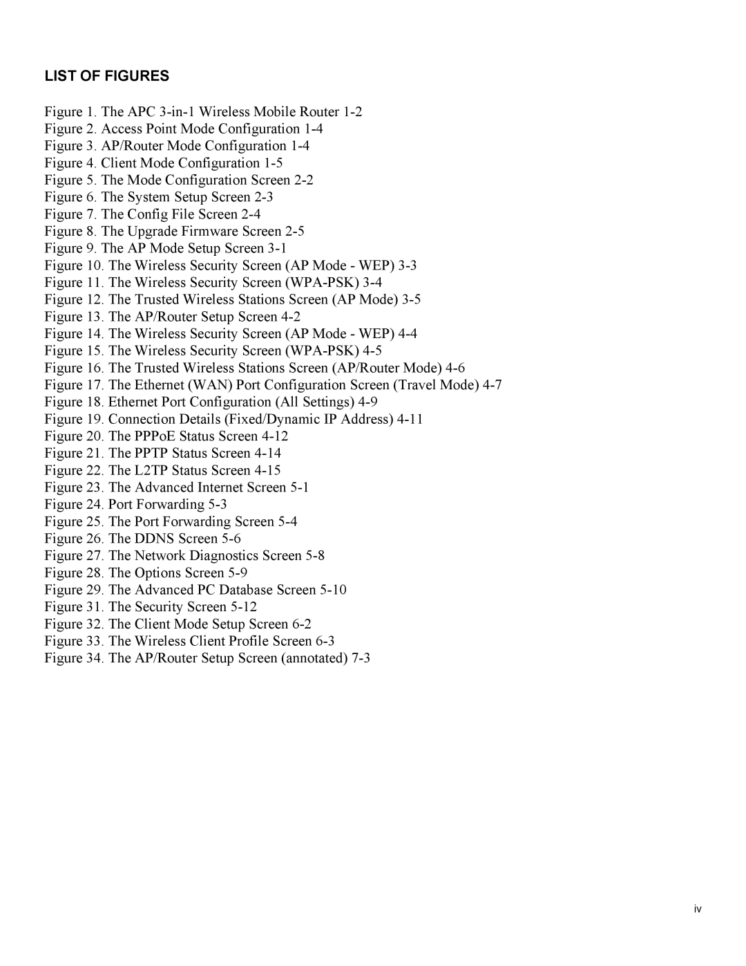 American Power Conversion 3-in-1 Wireless Mobile Router user manual List of Figures 