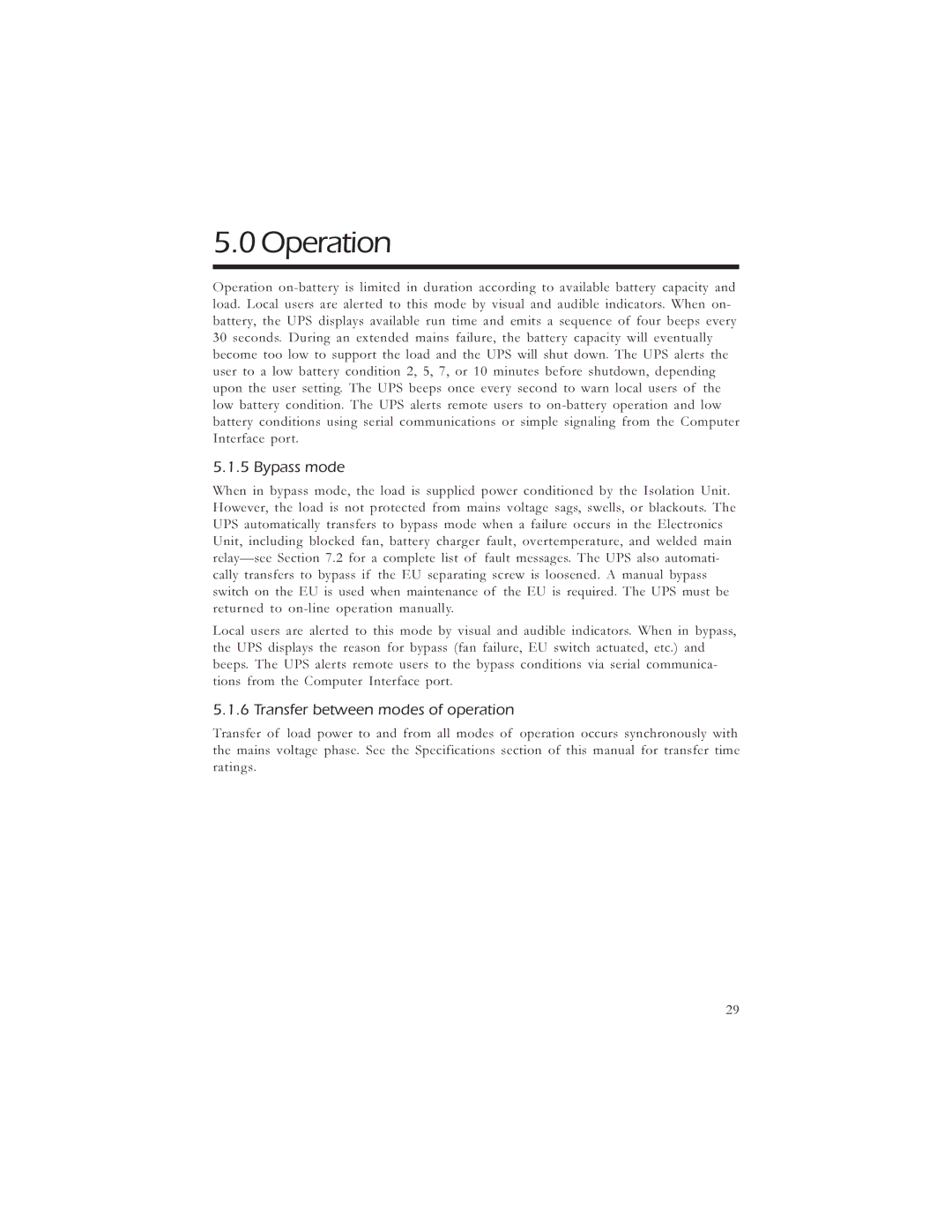 American Power Conversion 3000, 5000 manual Bypass mode, Transfer between modes of operation 