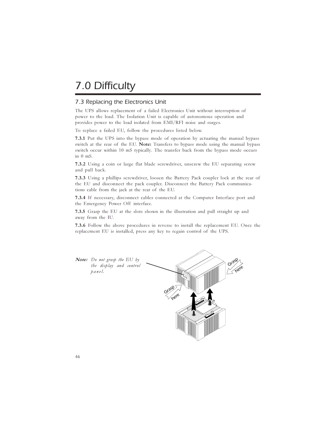 American Power Conversion 5000, 3000 manual Replacing the Electronics Unit 