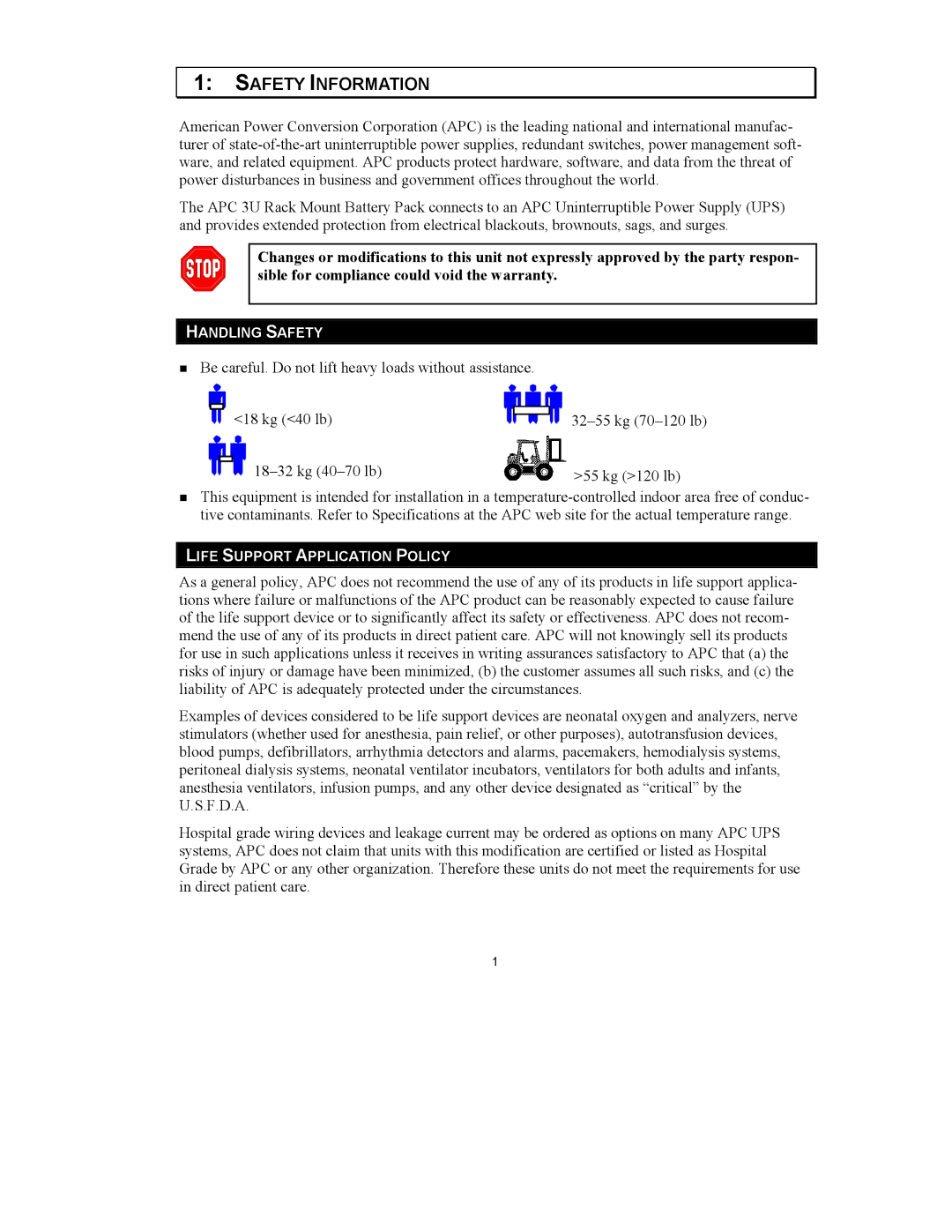 American Power Conversion 3U Rack Mount user manual Safety Information 