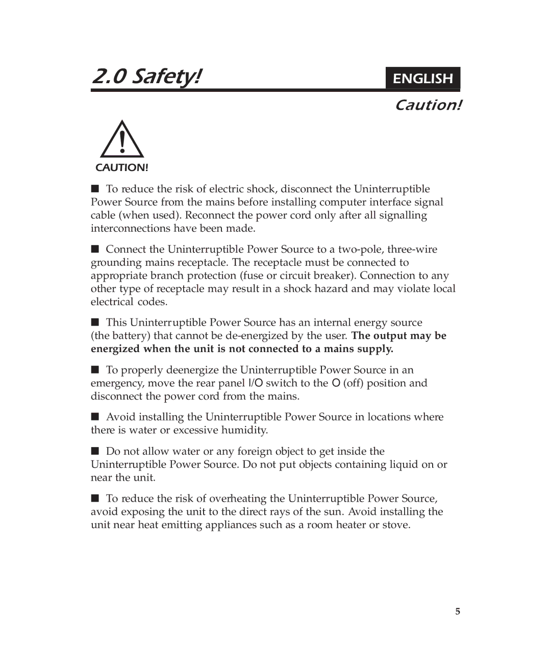 American Power Conversion 400 user manual Safety, English 