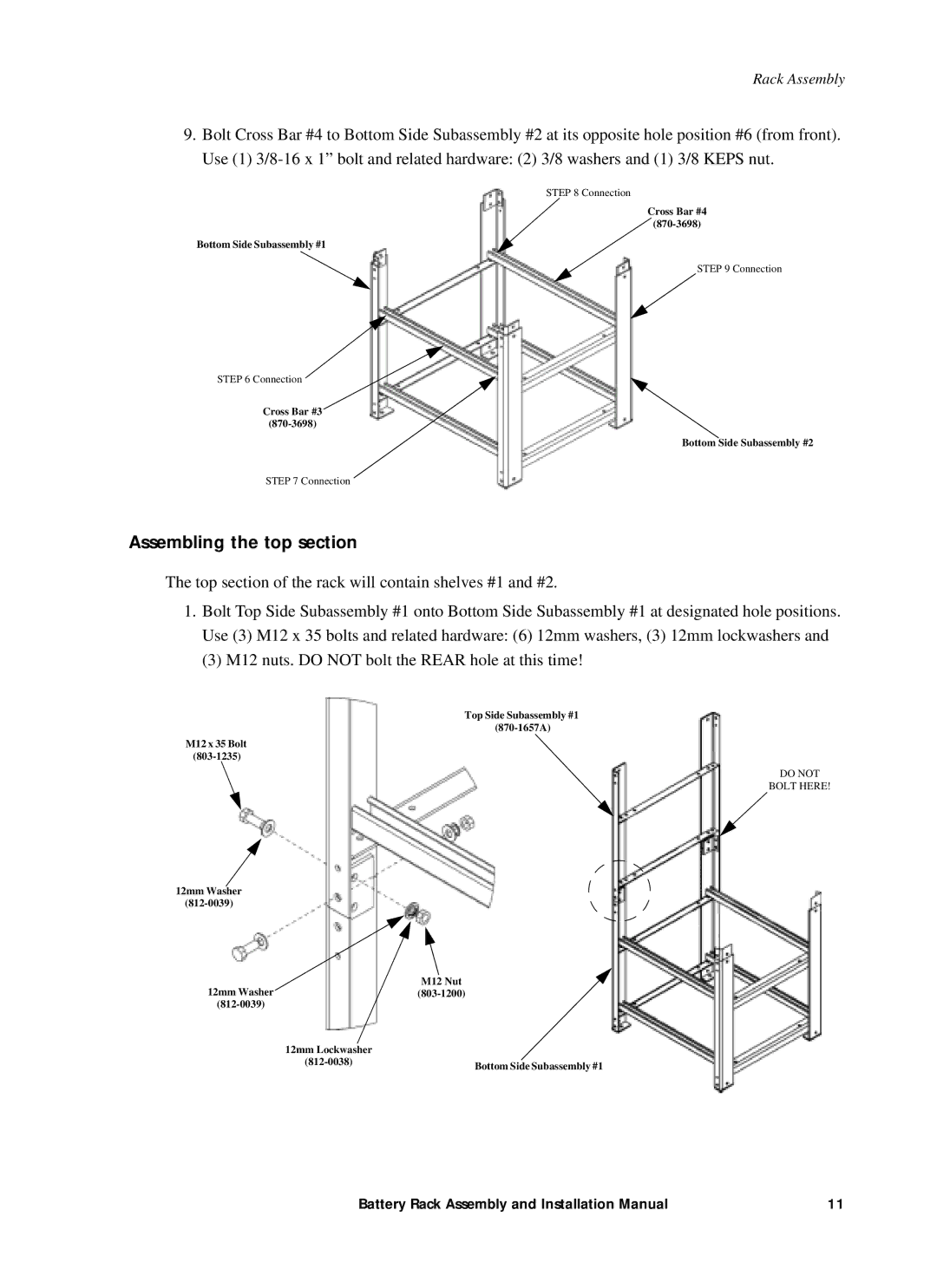 American Power Conversion 400kW1MW installation manual Assembling the top section 