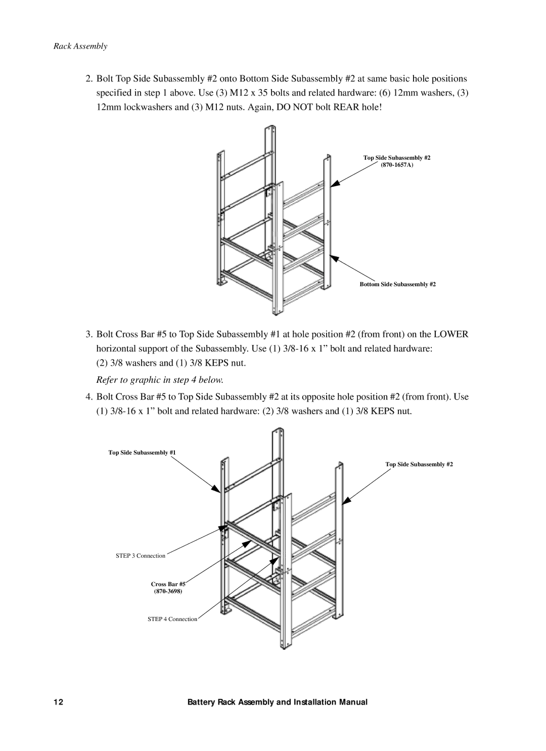 American Power Conversion 400kW1MW installation manual Top Side Subassembly #2 870-1657A Bottom Side Subassembly #2 