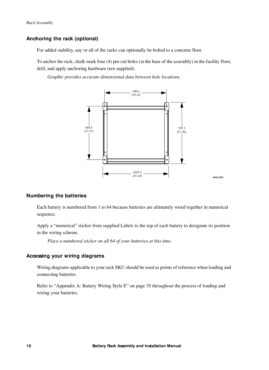 American Power Conversion 400kW1MW Anchoring the rack optional, Numbering the batteries, Accessing your wiring diagrams 