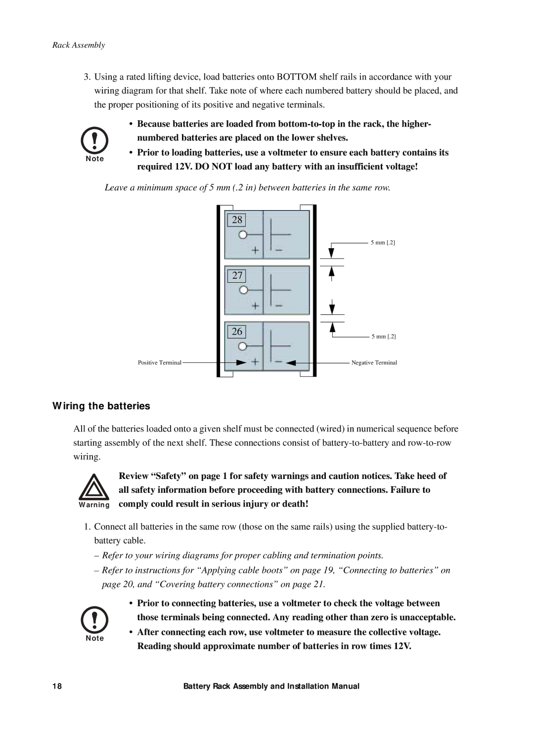 American Power Conversion 400kW1MW installation manual Wiring the batteries 