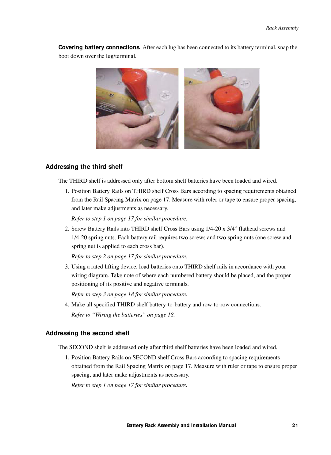 American Power Conversion 400kW1MW installation manual Addressing the third shelf, Addressing the second shelf 