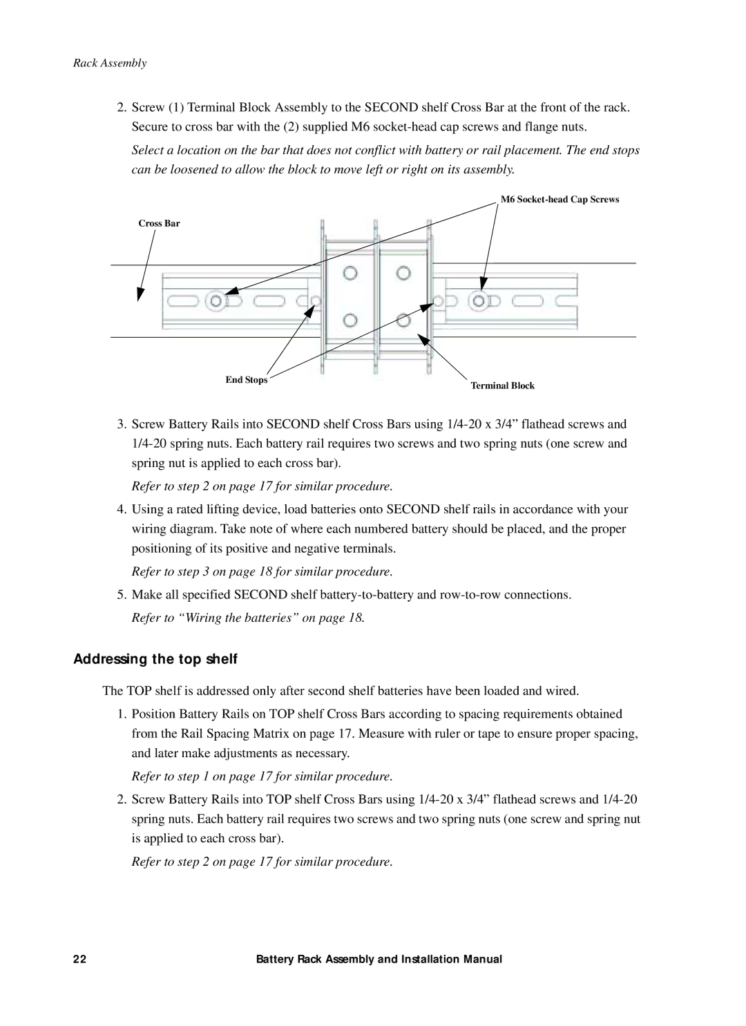 American Power Conversion 400kW1MW installation manual Addressing the top shelf 