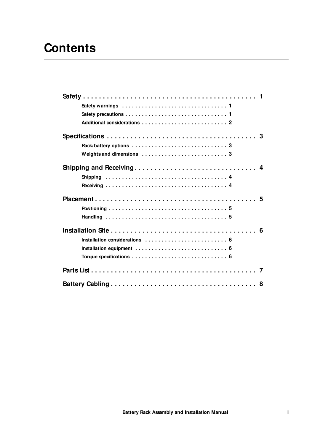 American Power Conversion 400kW1MW installation manual Contents 