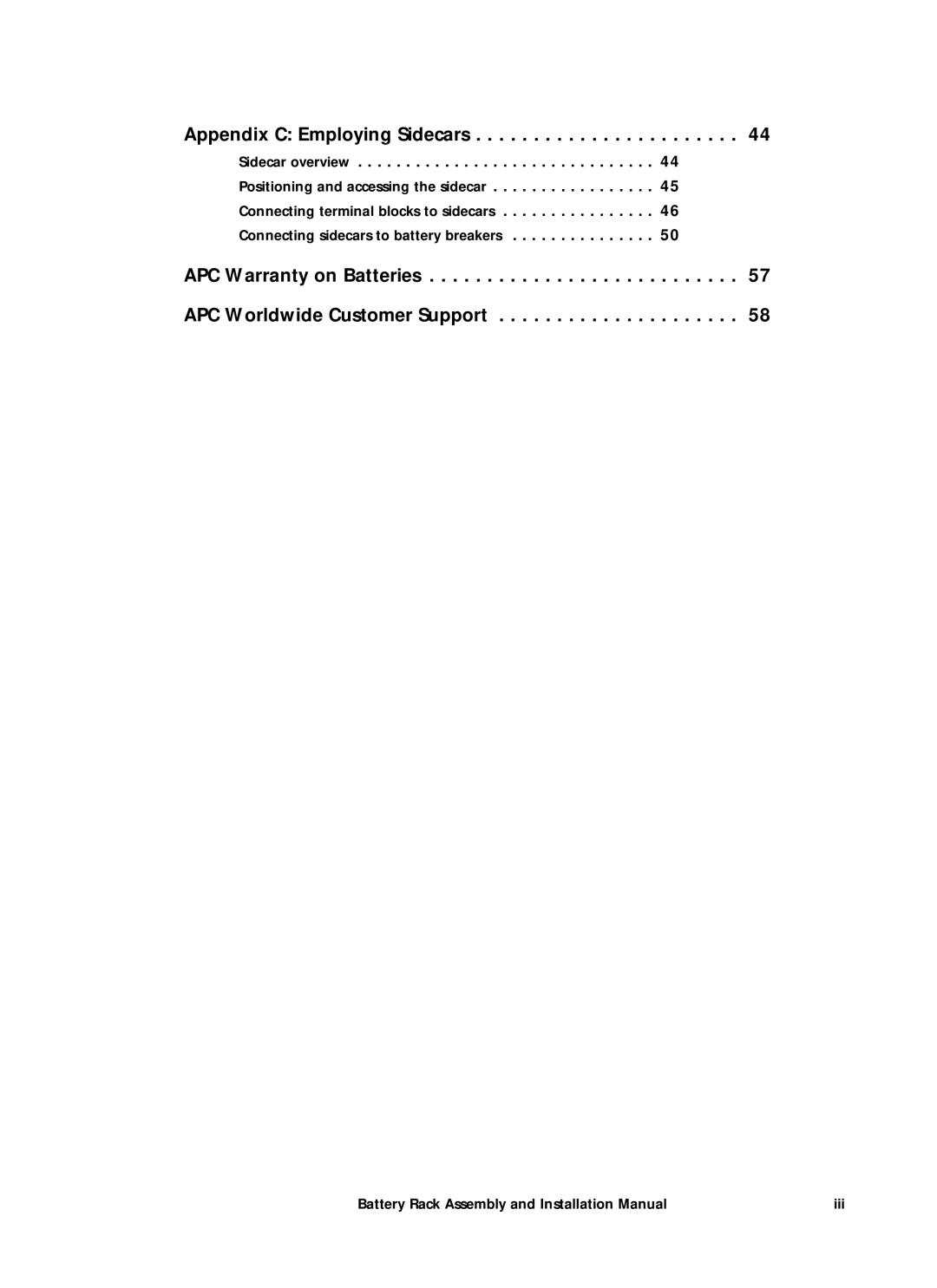 American Power Conversion 400kW1MW installation manual Appendix C Employing Sidecars 