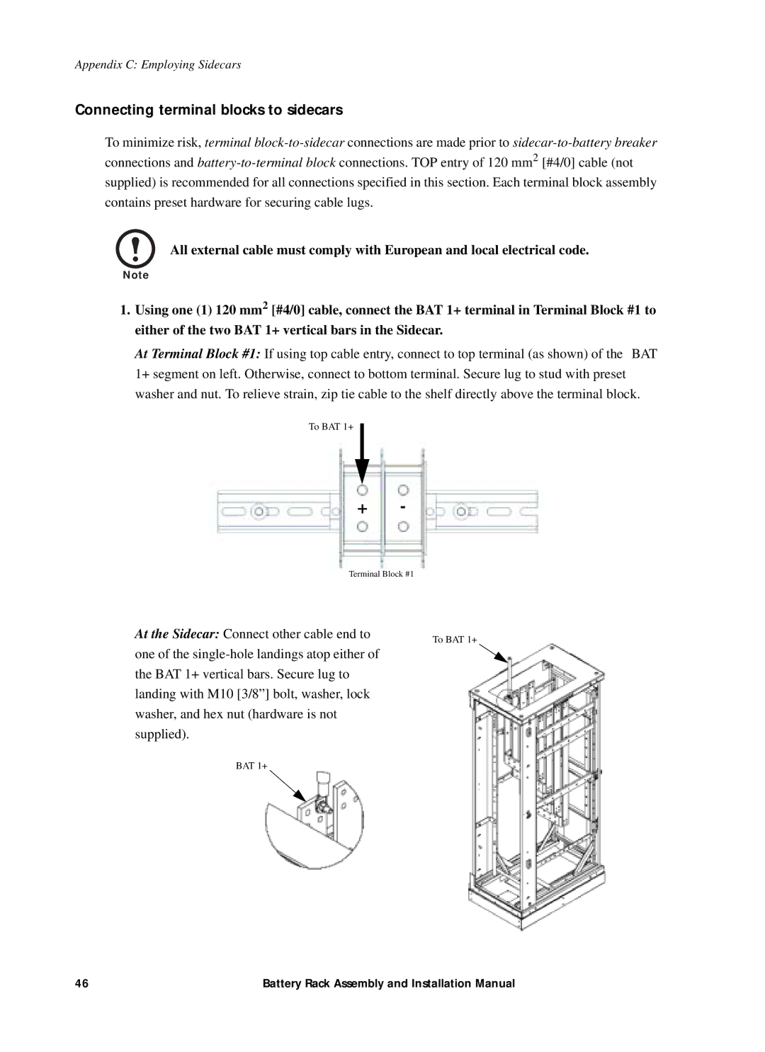 American Power Conversion 400kW1MW installation manual Connecting terminal blocks to sidecars 