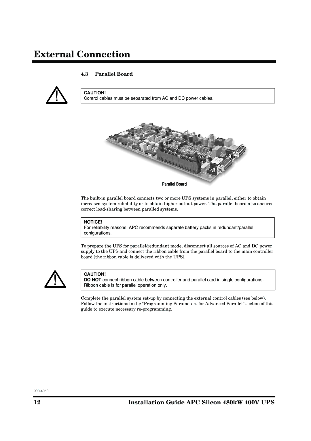 American Power Conversion 480kW 400V manual Parallel Board 