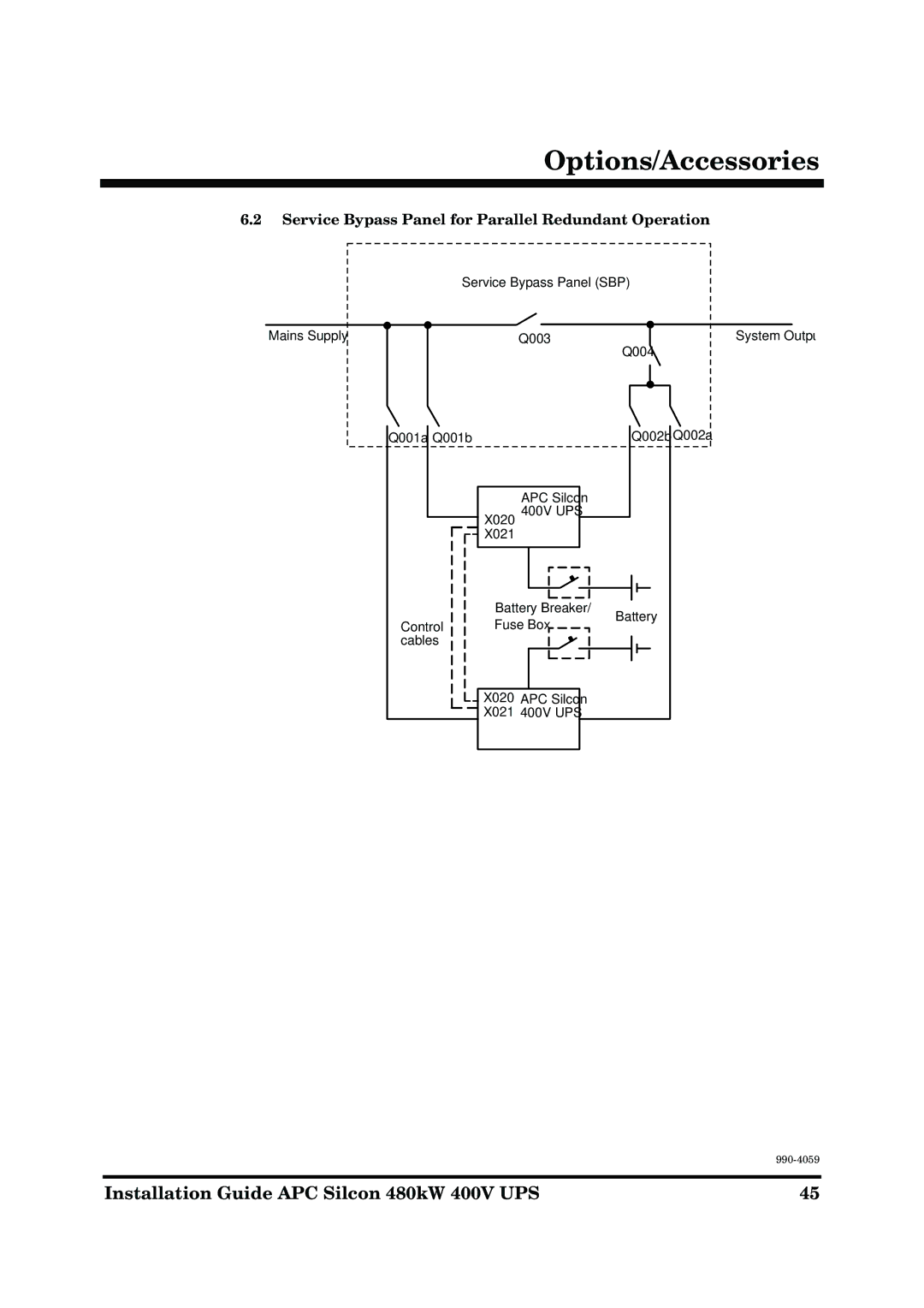 American Power Conversion 480kW 400V manual Service Bypass Panel for Parallel Redundant Operation 