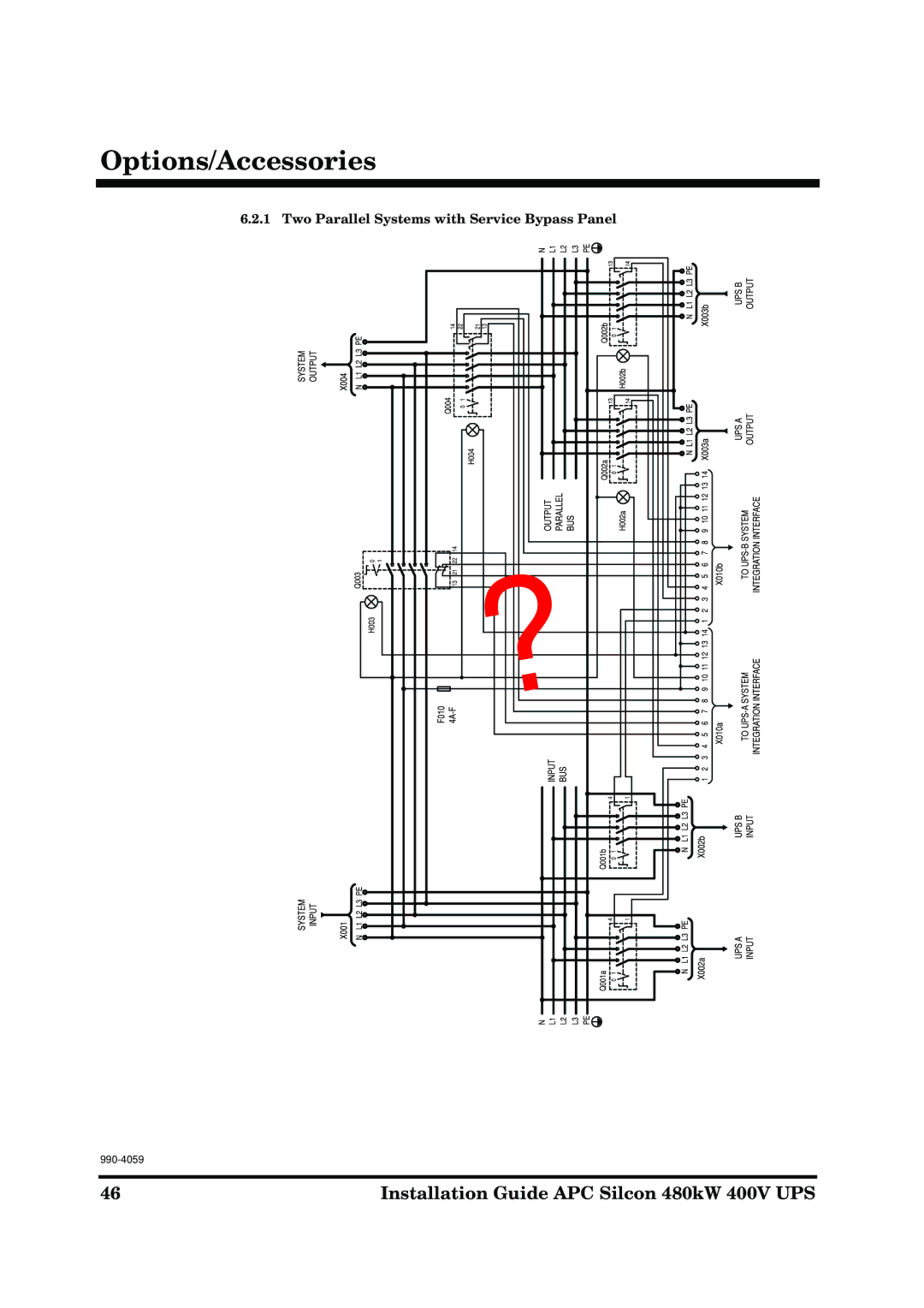 American Power Conversion 480kW 400V manual Two Parallel Systems with Service Bypass Panel 