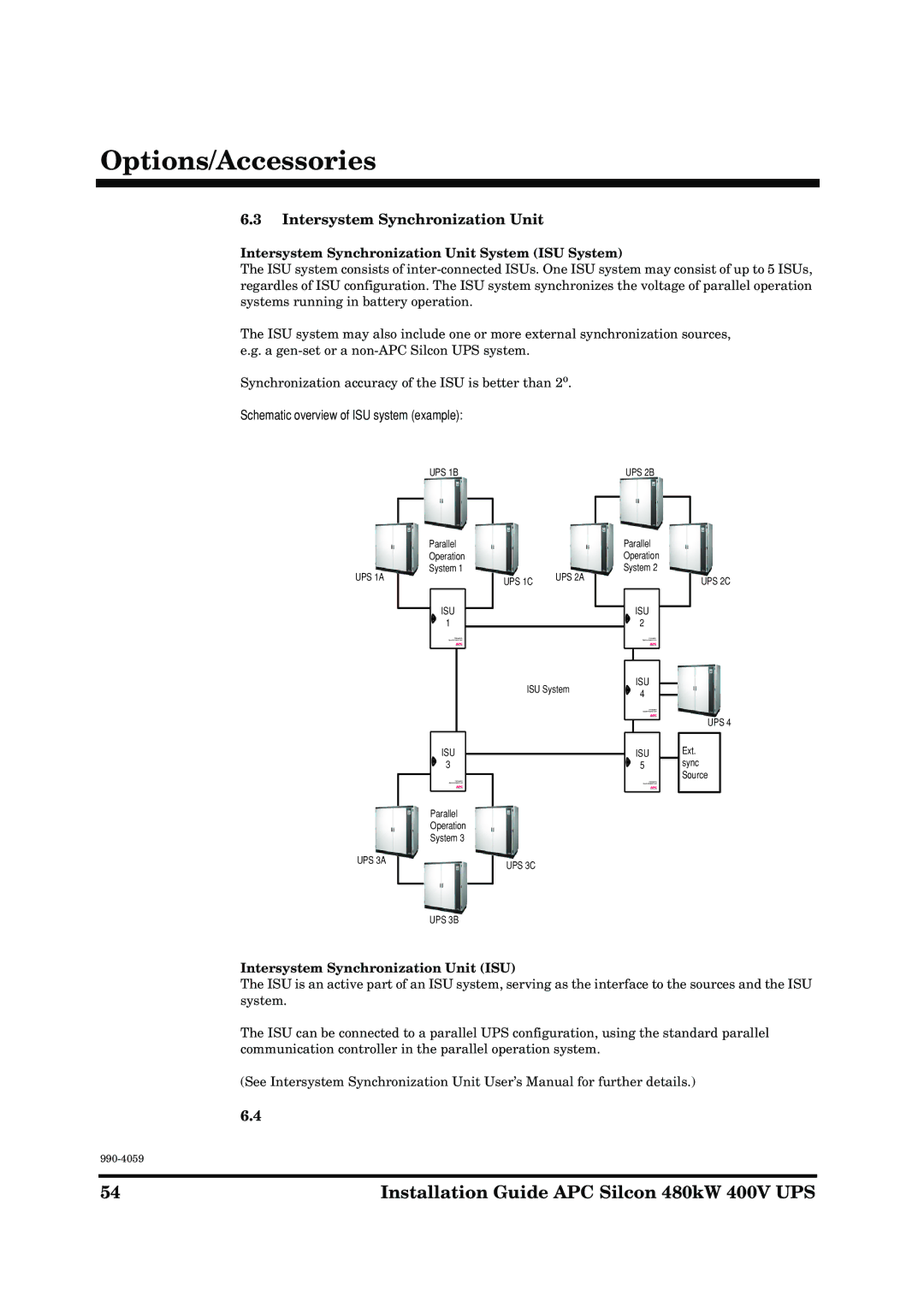 American Power Conversion 480kW 400V manual Intersystem Synchronization Unit System ISU System 