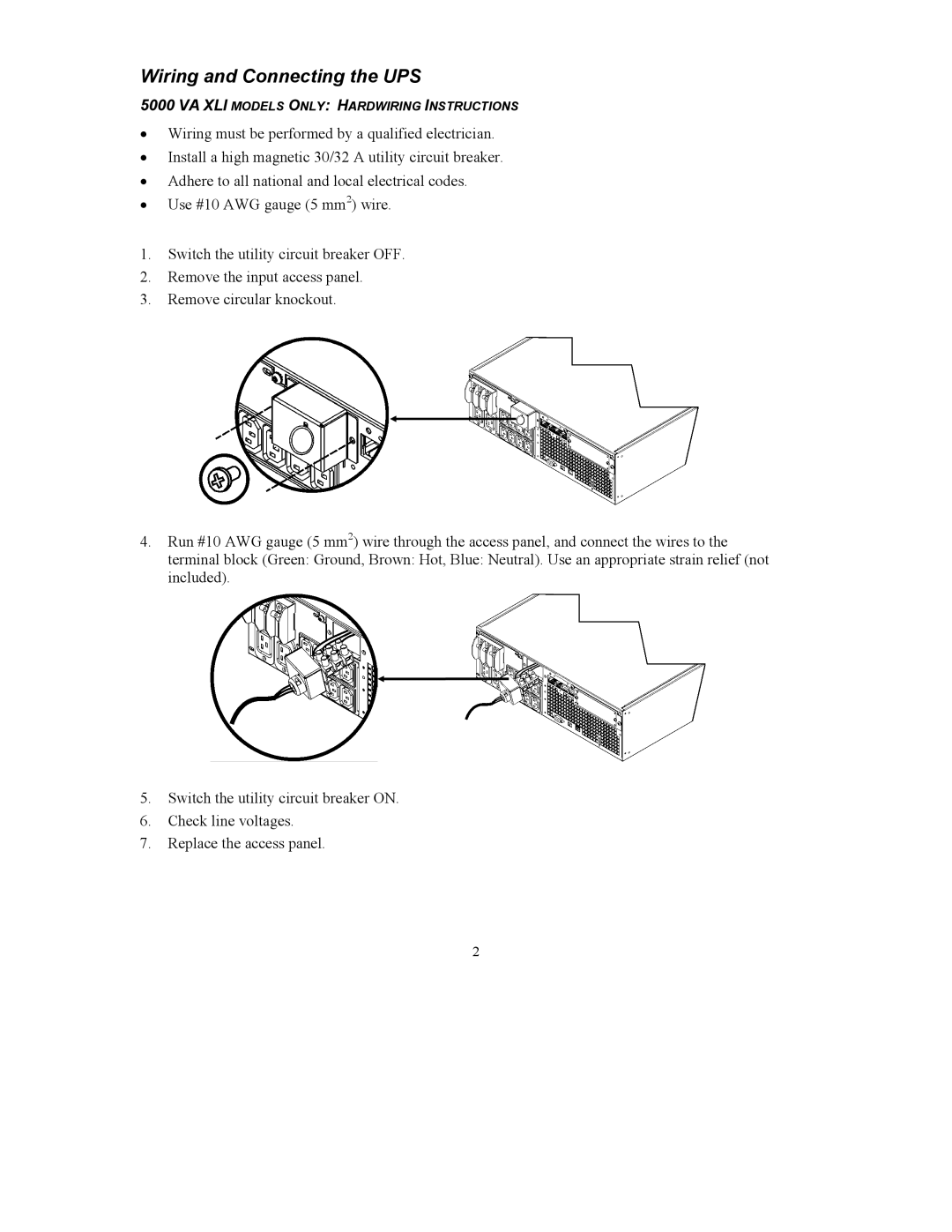 American Power Conversion 5000 VA user manual Wiring and Connecting the UPS 