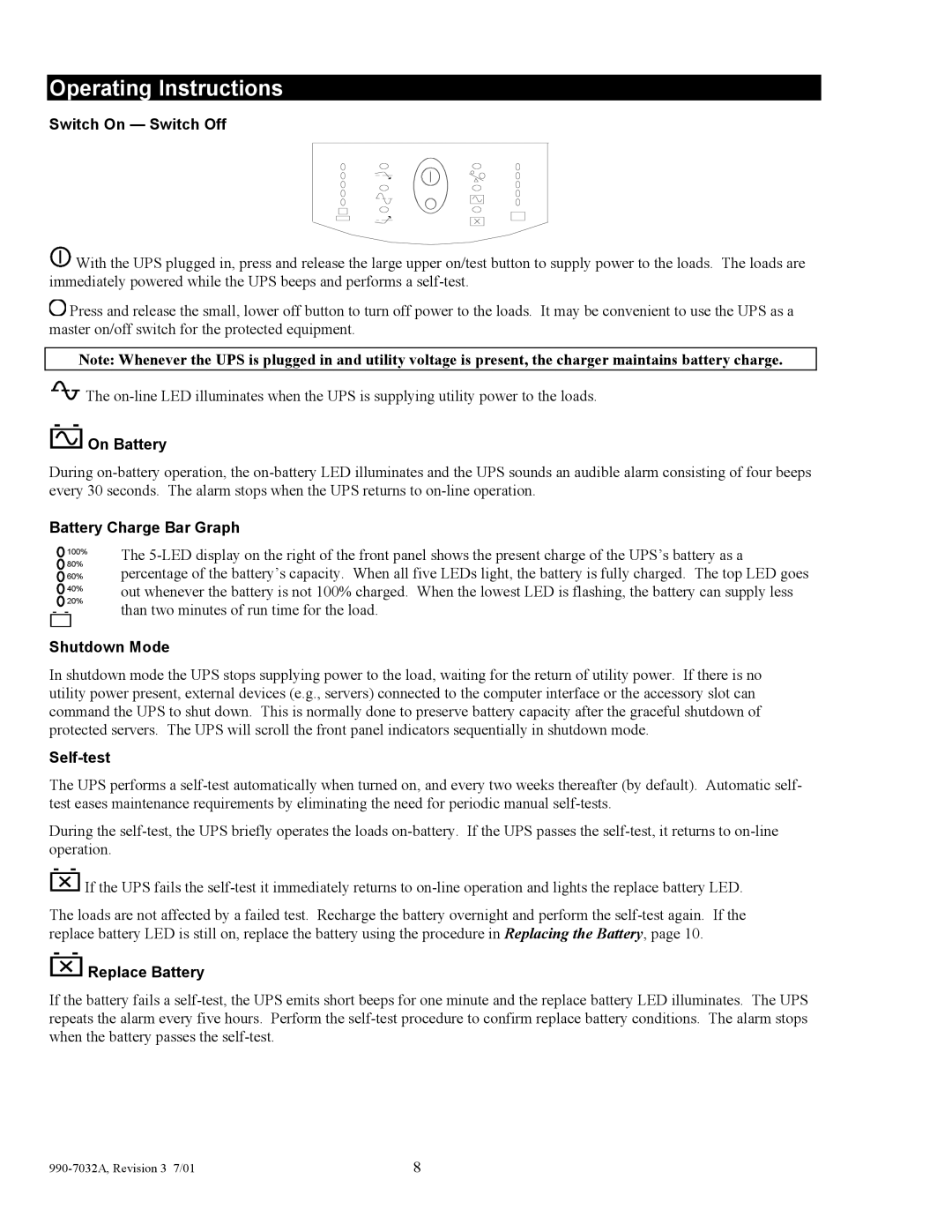 American Power Conversion 5000I user manual Operating Instructions 