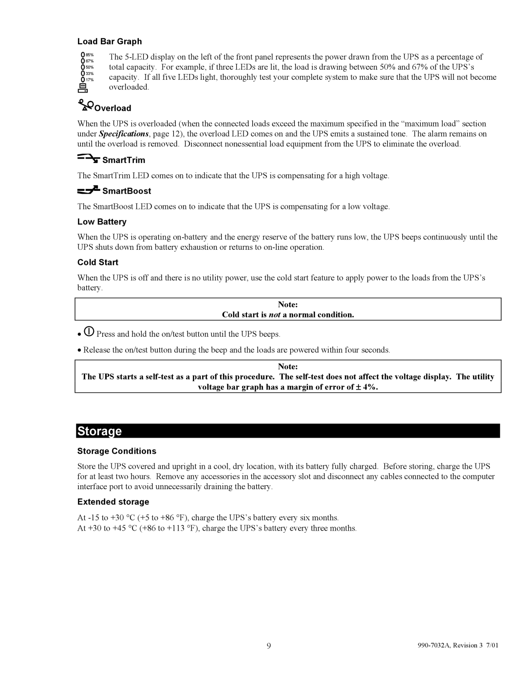 American Power Conversion 5000I user manual Storage 