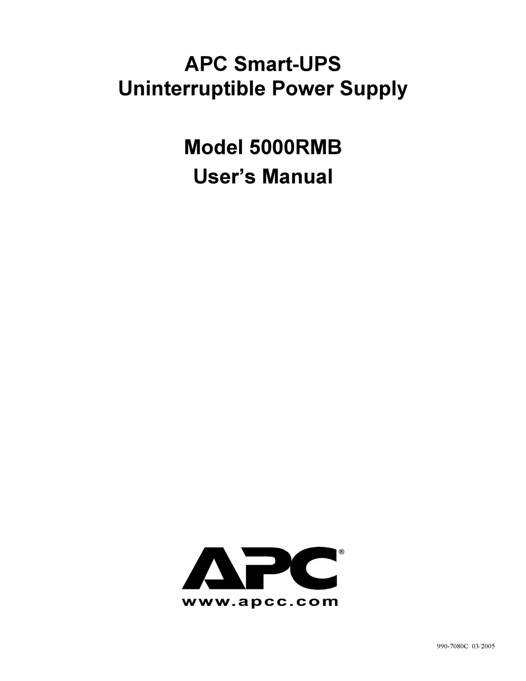 American Power Conversion 5000RMB user manual 990-7080C 03/2005 