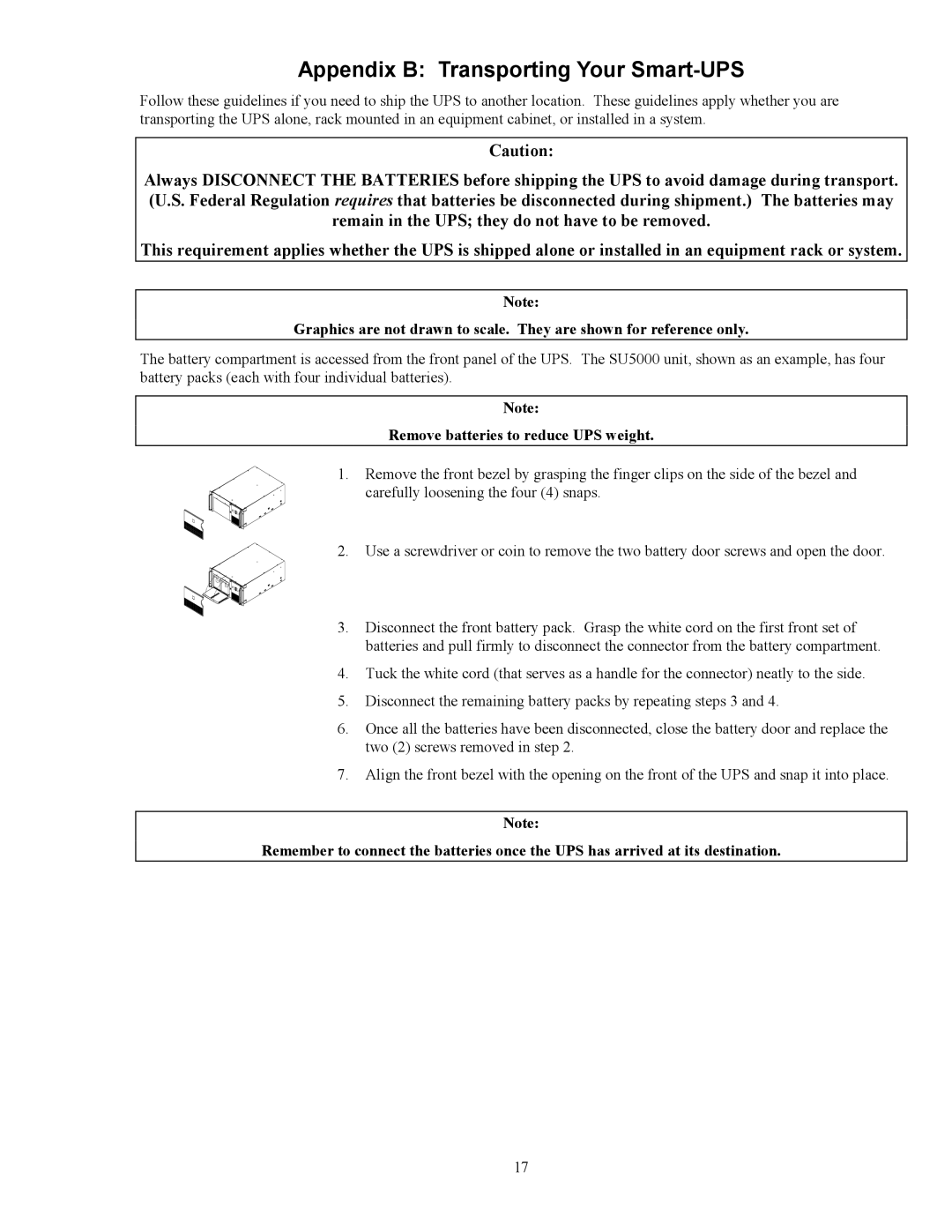 American Power Conversion 5000RMB user manual Appendix B Transporting Your Smart-UPS 