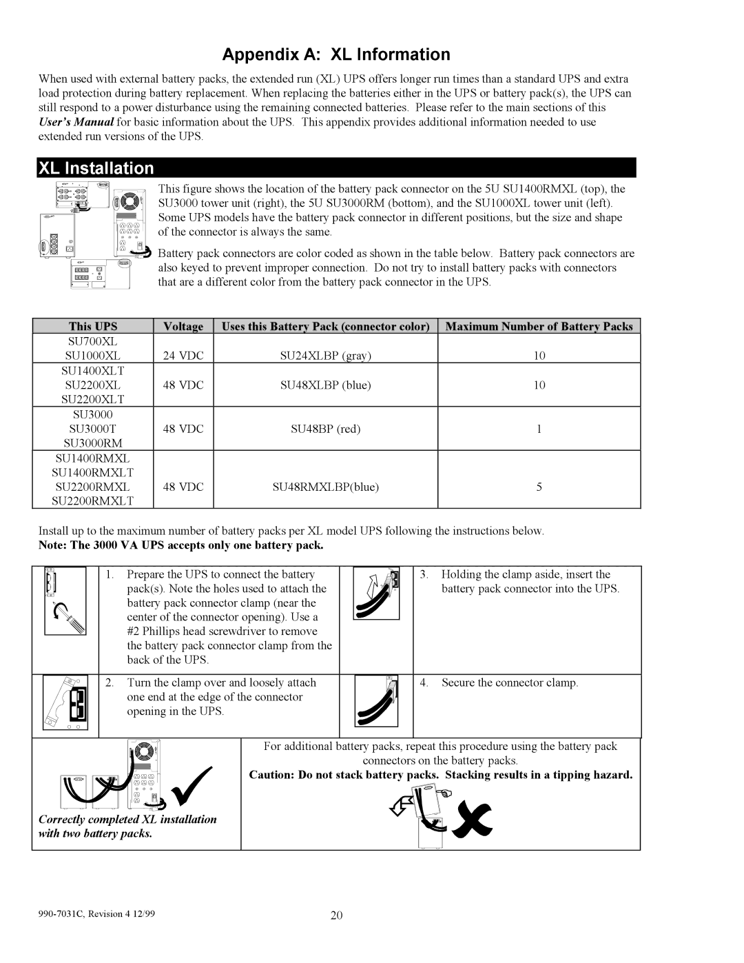 American Power Conversion 3000T, 5000T, 2200XLT, 1400XLT user manual Appendix a XL Information, XL Installation 