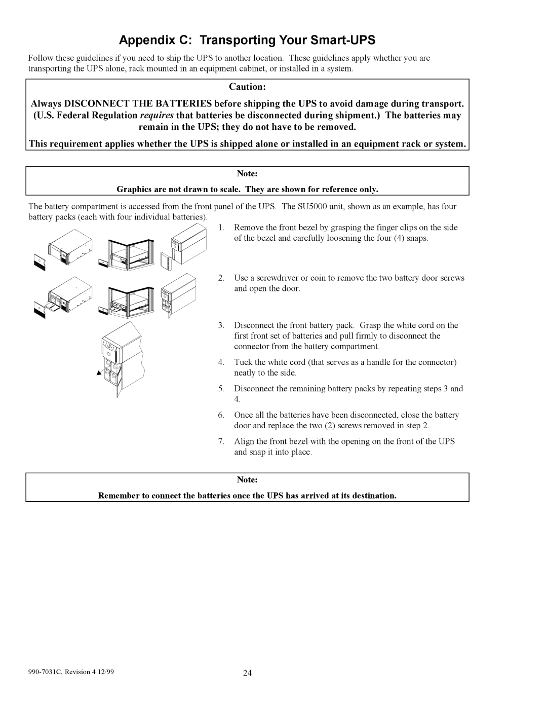 American Power Conversion 3000T, 5000T, 2200XLT, 1400XLT user manual Appendix C Transporting Your Smart-UPS 