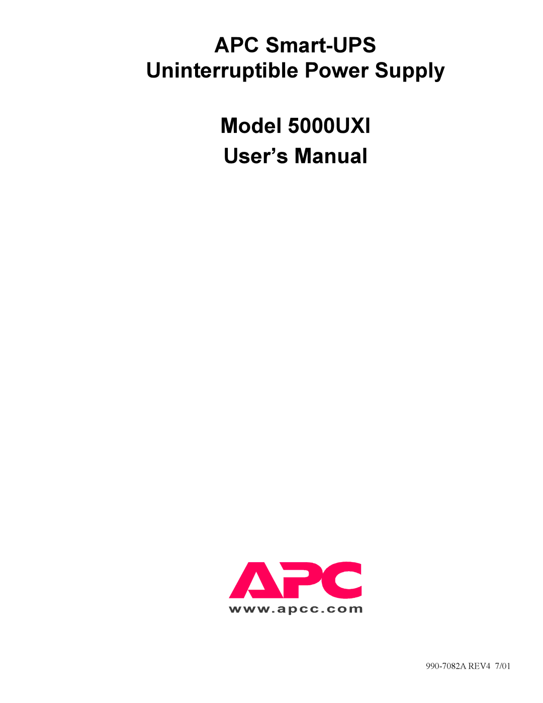 American Power Conversion 5000UXI user manual 990-7082A REV4 7/01 