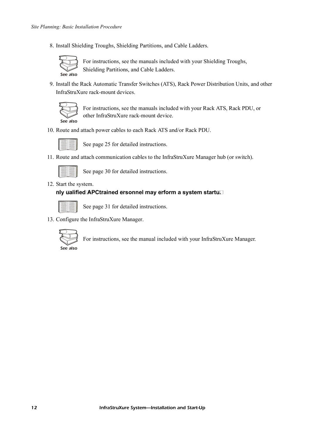 American Power Conversion 60kW InfraStruXureTM System manual Site Planning Basic Installation Procedure 