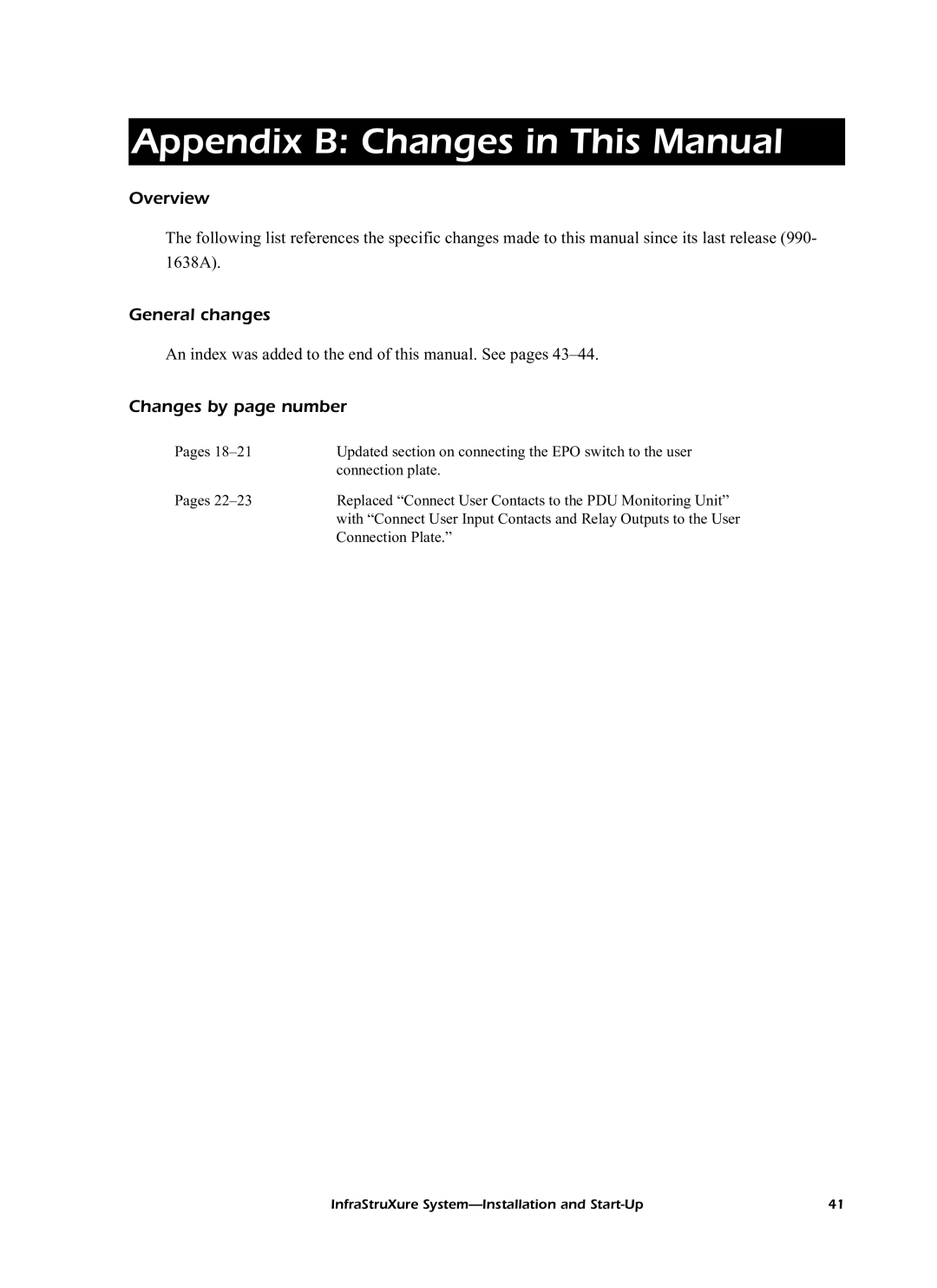 American Power Conversion 60kW InfraStruXureTM System manual General changes, Changes by page number 