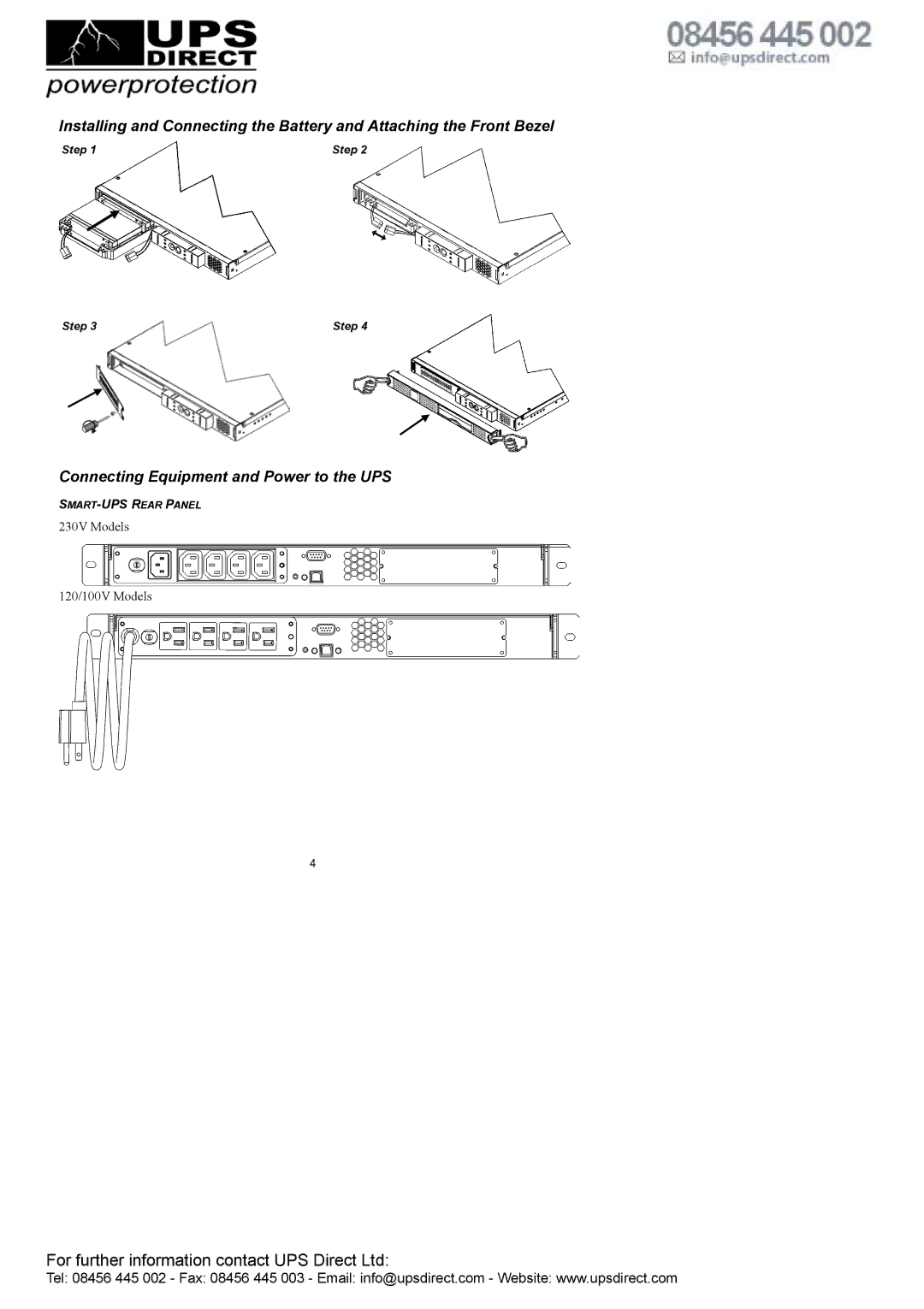 American Power Conversion 750VA, 1000 user manual Connecting Equipment and Power to the UPS 