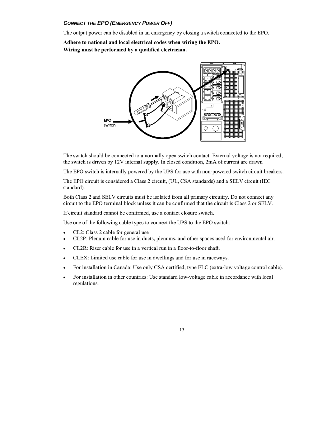 American Power Conversion 10000 VA, 8000 VA, 220 VAC, 240 VAC user manual Connect the EPO Emergency Power OFF 