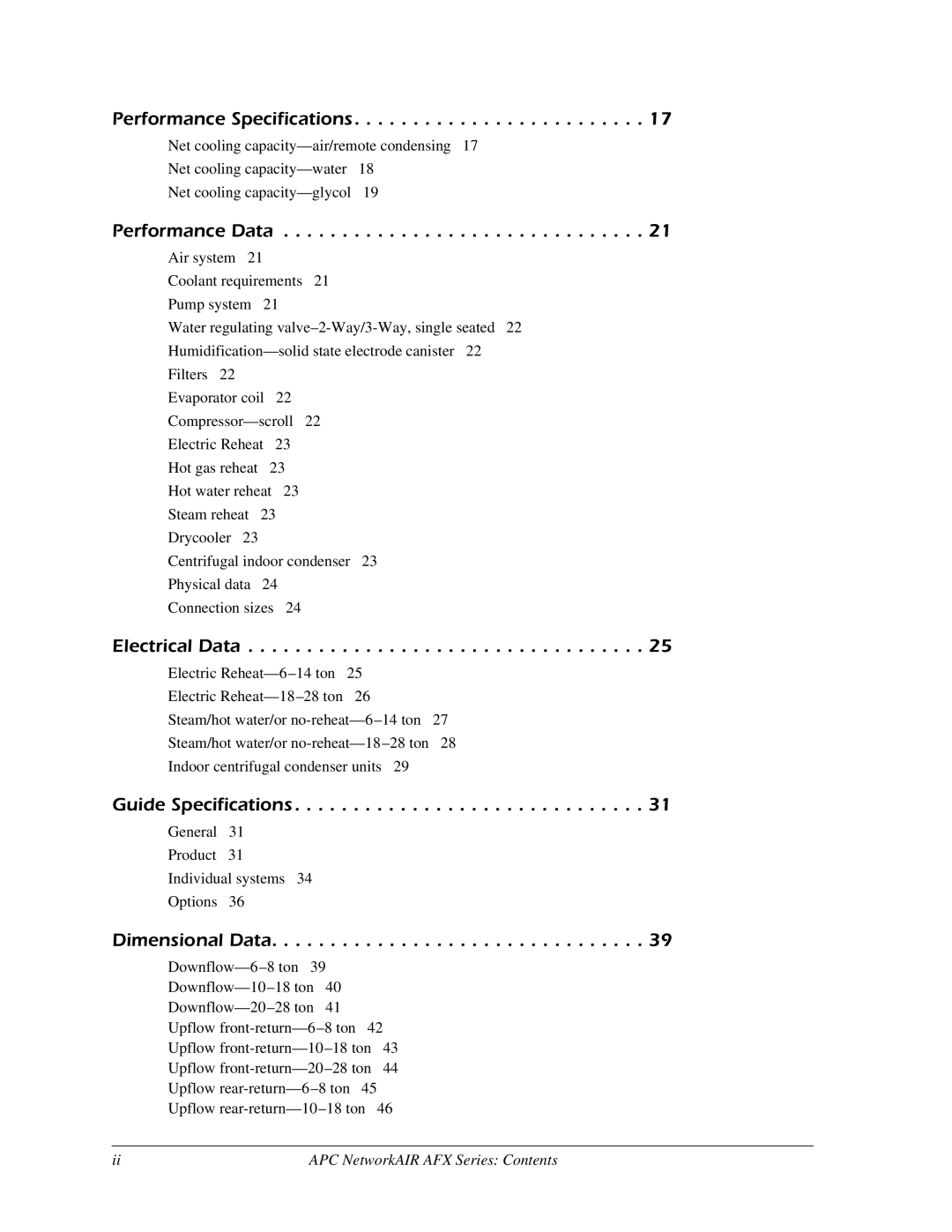 American Power Conversion AFX Series manual Guide Specifications 