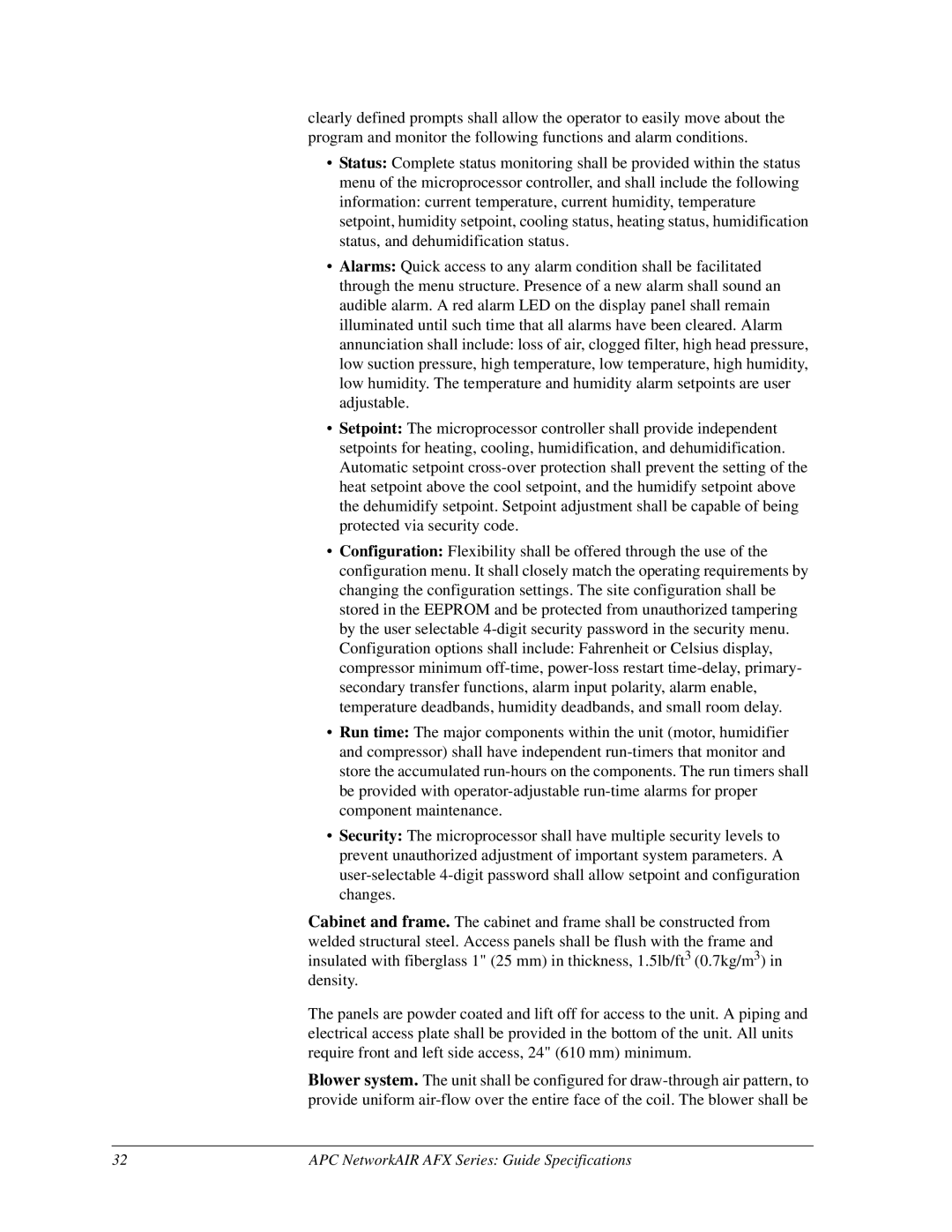 American Power Conversion manual APC NetworkAIR AFX Series Guide Specifications 