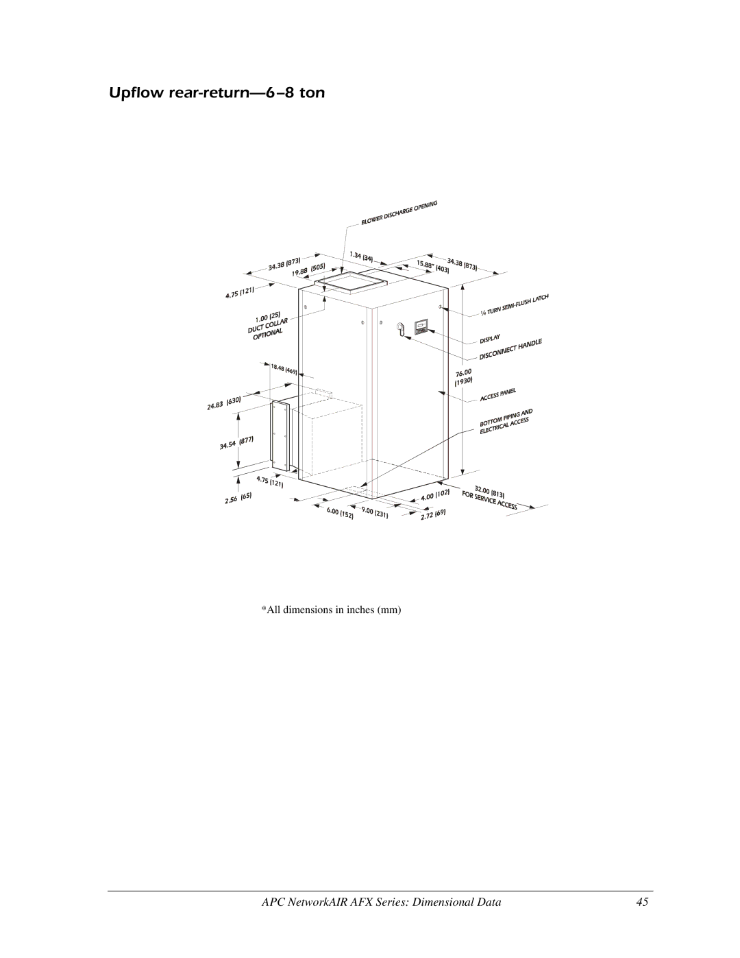 American Power Conversion AFX Series manual Upflow rear-return-6-8 ton 