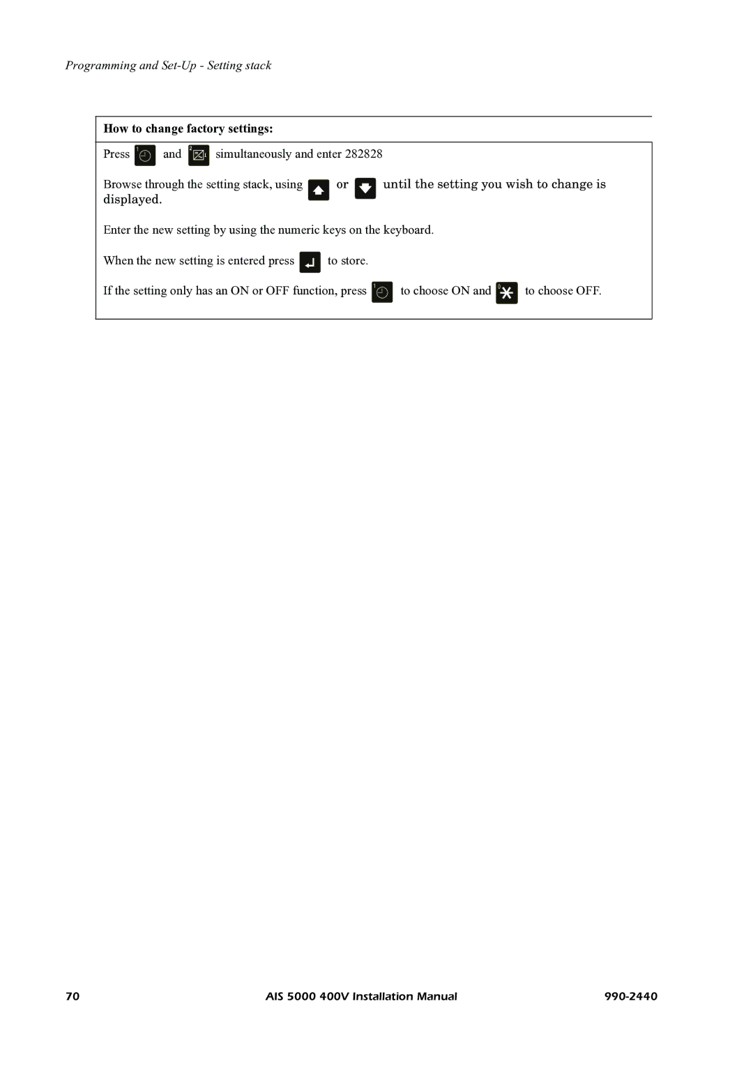 American Power Conversion AIS 5000 manual How to change factory settings 