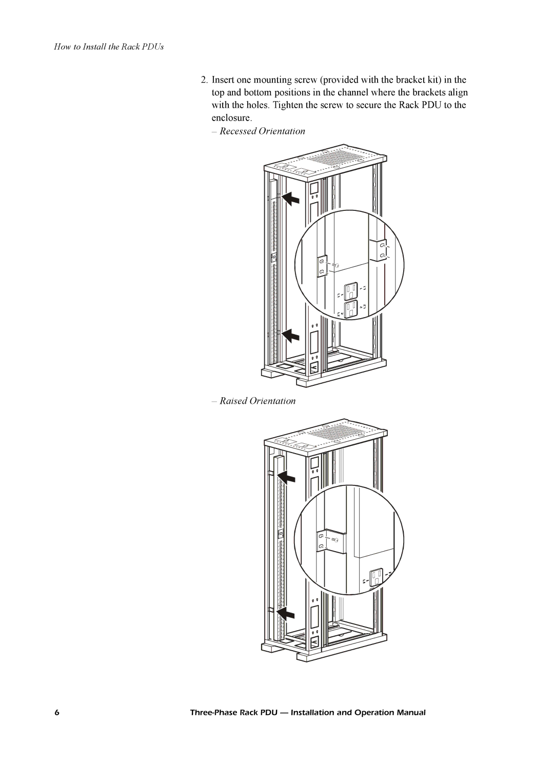 American Power Conversion AP7602, AP7608, AP7601 operation manual Recessed Orientation Raised Orientation 