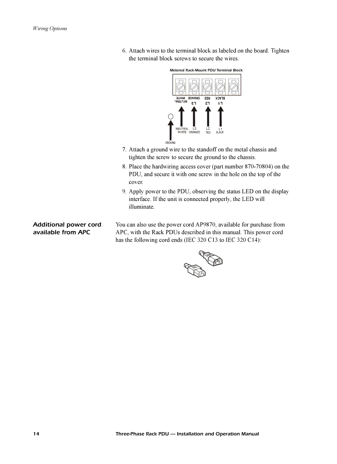 American Power Conversion AP7608, AP7602, AP7601 operation manual Wiring Options 