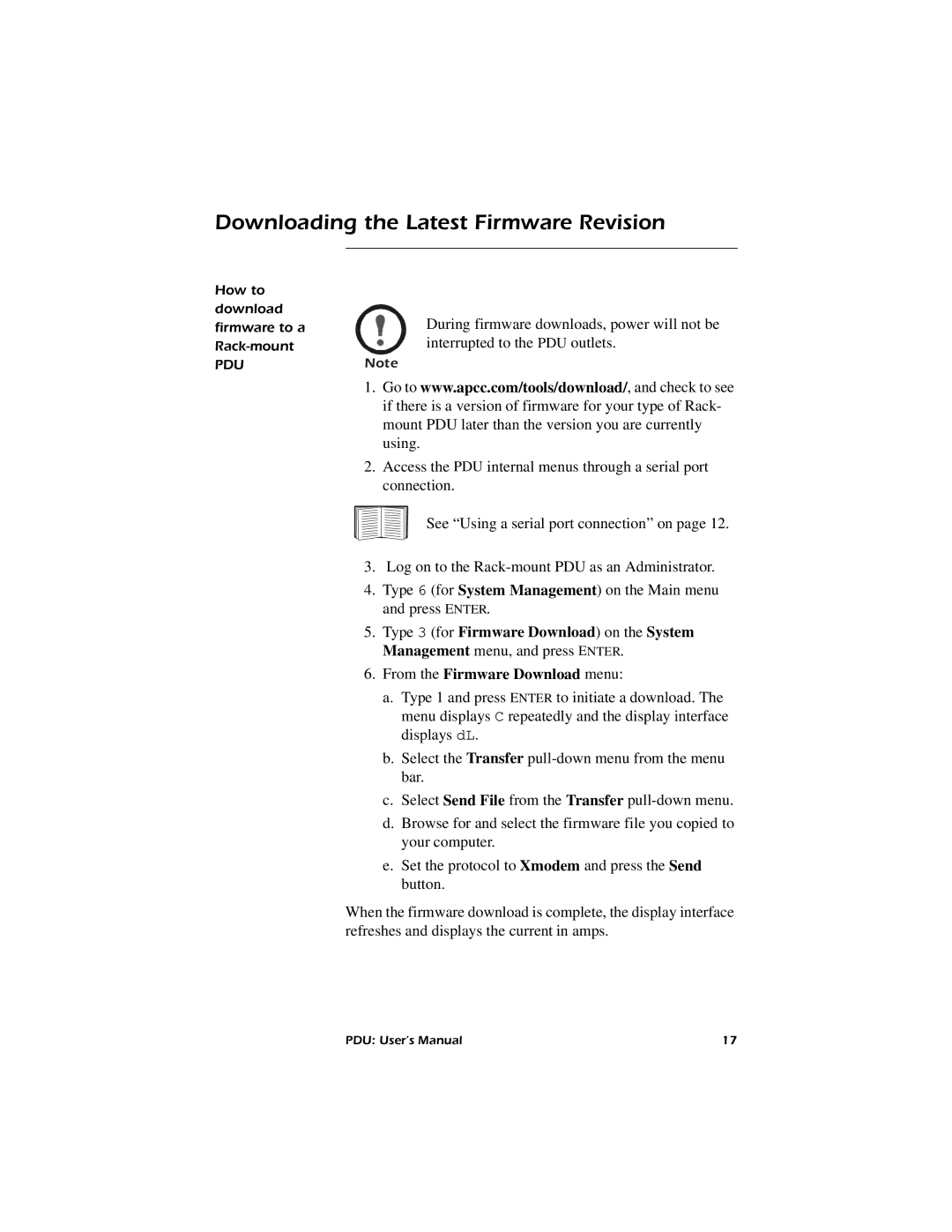 American Power Conversion AP7620, AP7626, AP7622, AP7621 user manual Downloading the Latest Firmware Revision 