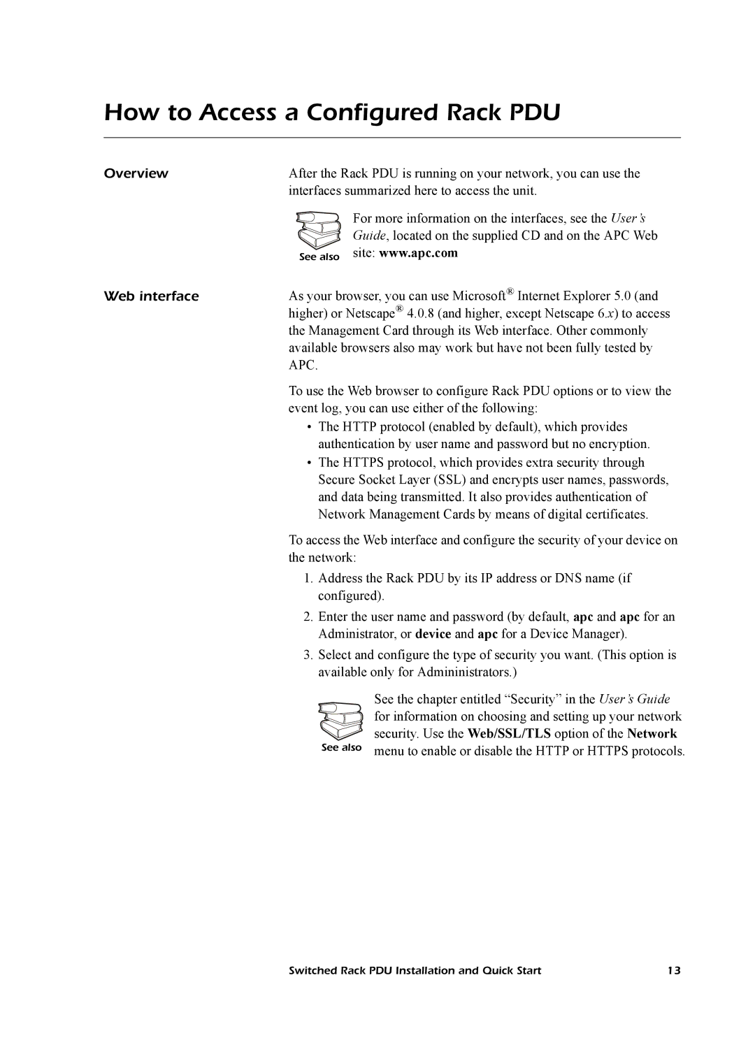 American Power Conversion AP7902 AP7911 quick start Overview, Web interface 