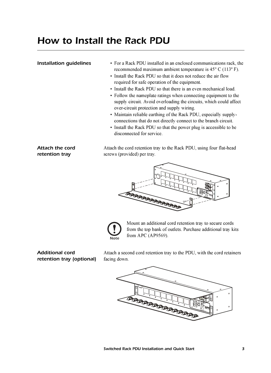 American Power Conversion AP7902 AP7911 quick start How to Install the Rack PDU 