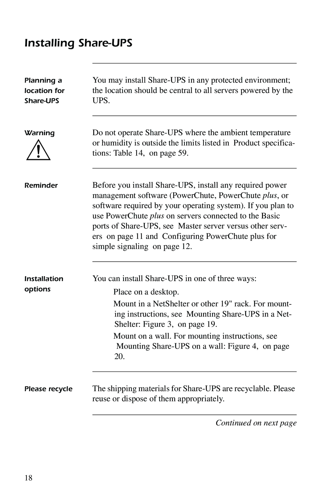 American Power Conversion AP9207 manual Installing Share-UPS 