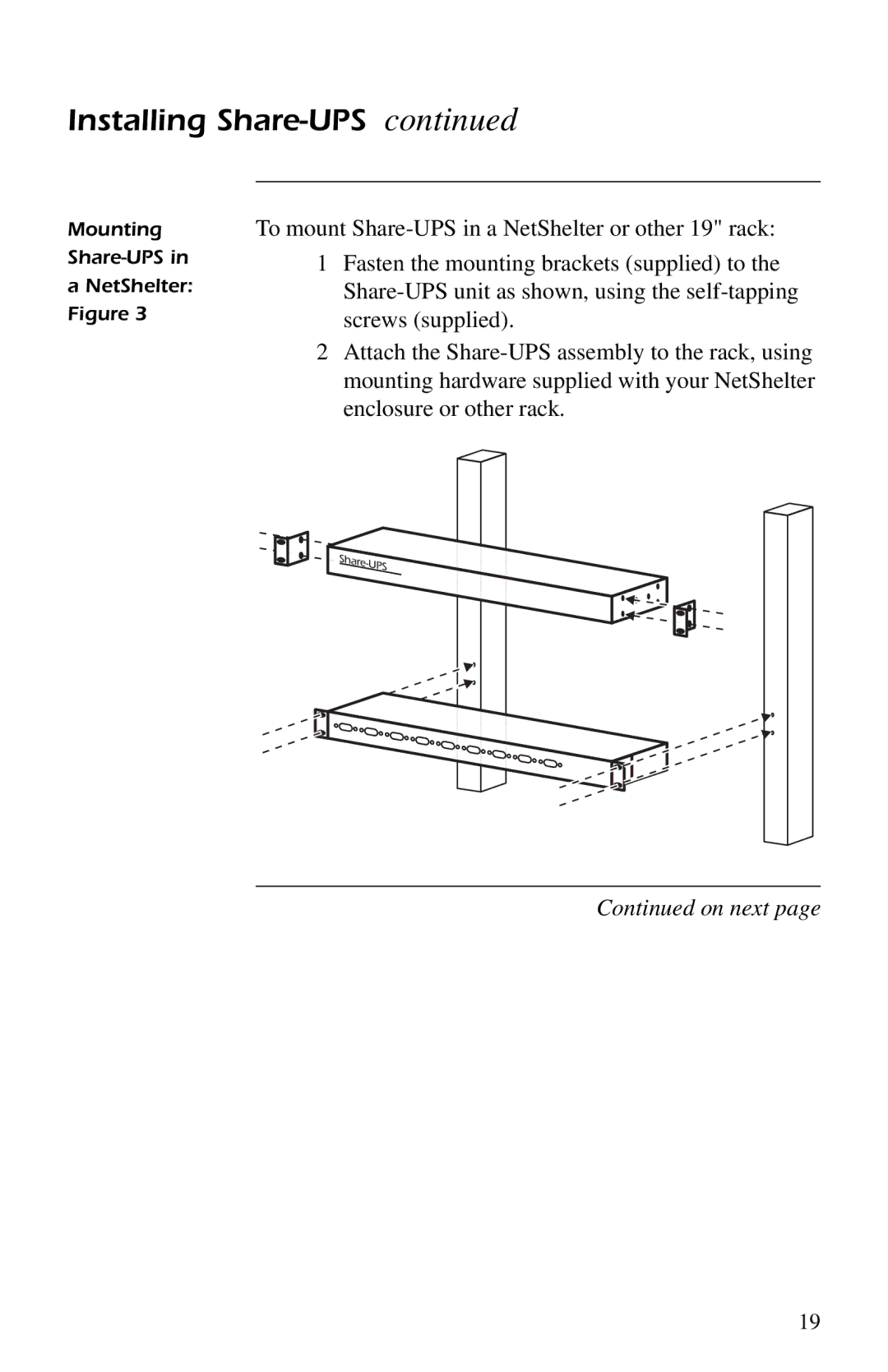 American Power Conversion AP9207 manual Mounting Share-UPS NetShelter Figure 