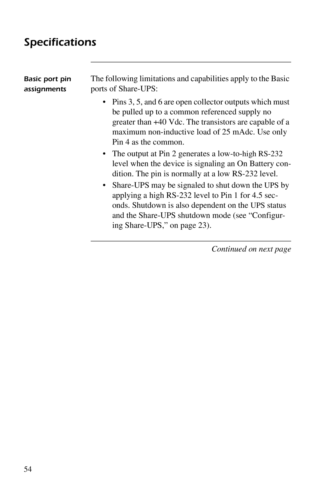 American Power Conversion AP9207 manual Specifications, On next 