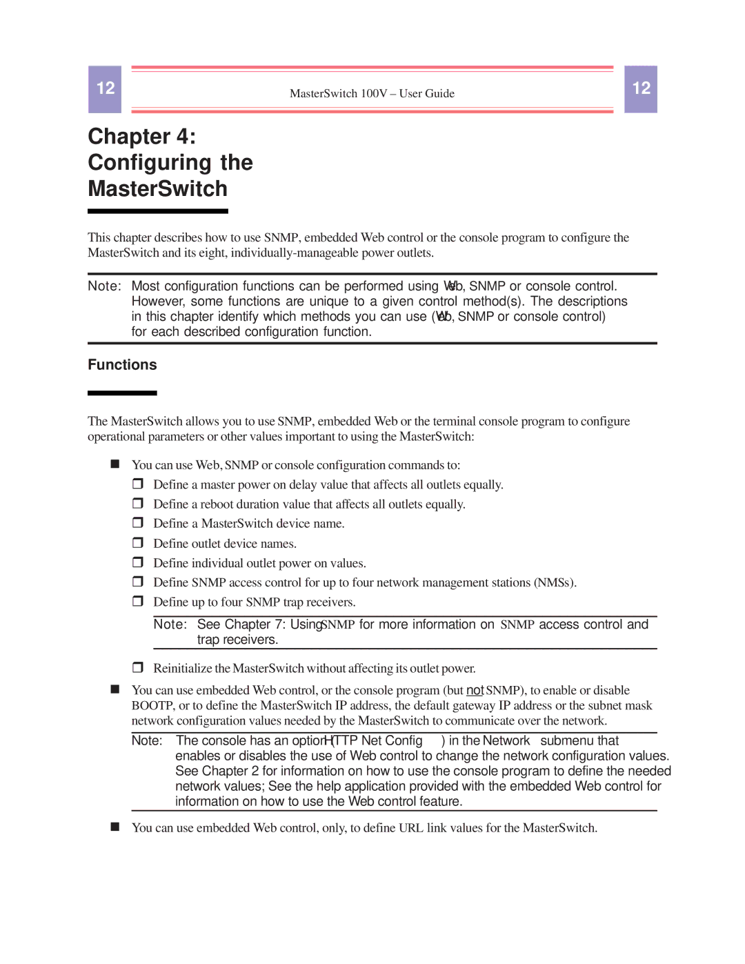 American Power Conversion AP9210 manual Chapter Configuring MasterSwitch, Functions 