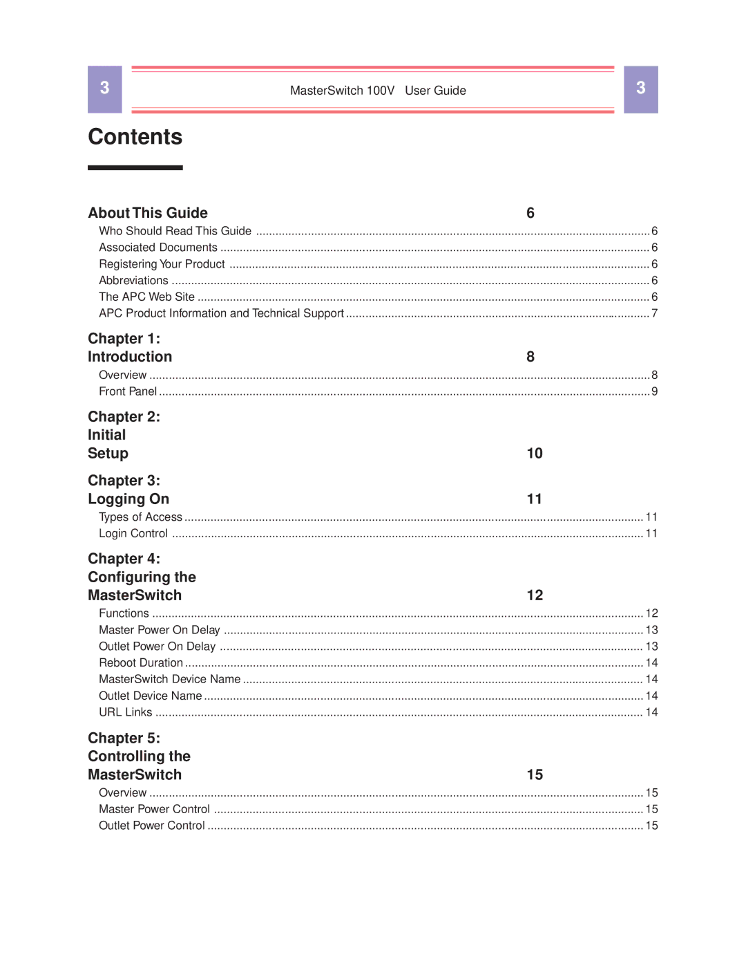 American Power Conversion AP9210 manual Contents 