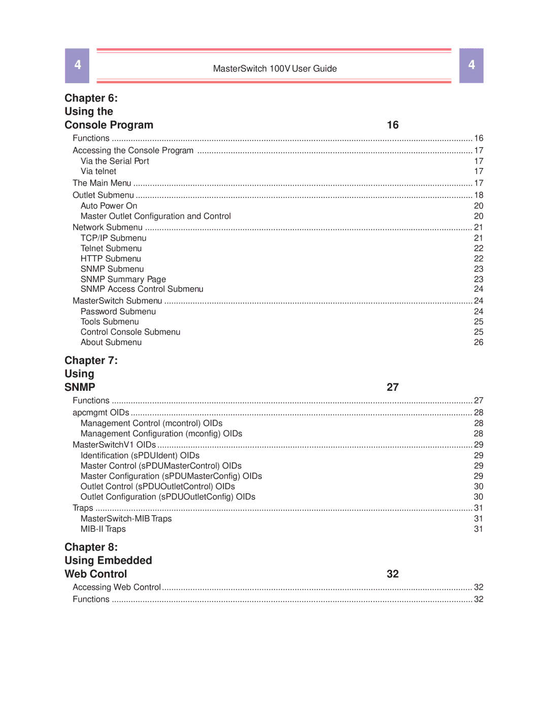 American Power Conversion AP9210 manual Chapter Using Console Program, Chapter Using Embedded Web Control 