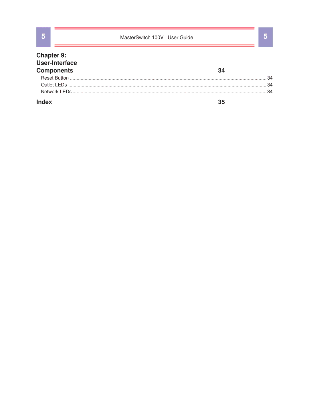 American Power Conversion AP9210 manual Chapter User-Interface Components, Index 